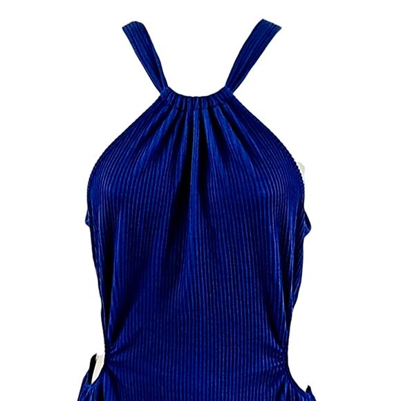 Caution to the Wind Royal Blue Halter Dress with Side Cut-Outs - Size Small NWOT - Picture 3 of 7